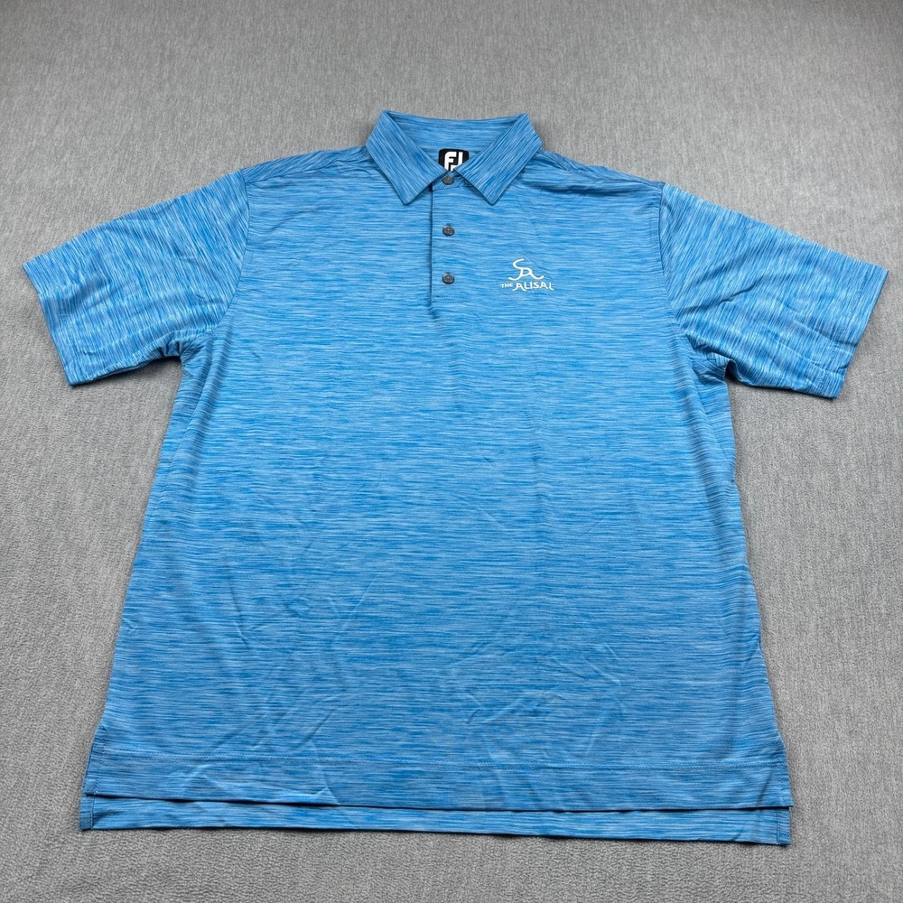 Footjoy Polo Shirt Men Large Blue Athletic Golf Stretch Performance Golfing Logo